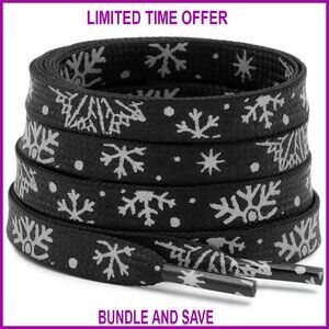 Reflective Safety Shoelaces - 2 Pairs Flat Laces for Sneakers Boots